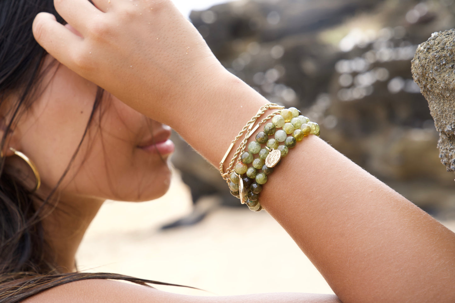 Green Garnet Mala Bracelet